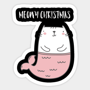 Mermaid Christmas cat Sticker